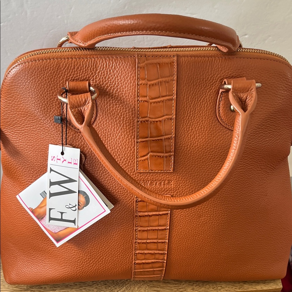 F&W Style Women's Tan Leather Handbag